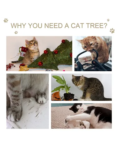 PawHut Cat Tree for Indoor Cats Kitten Tower Multi-level Activity Centre Pet Furniture with Scratching Post Condo Hanging Ropes 