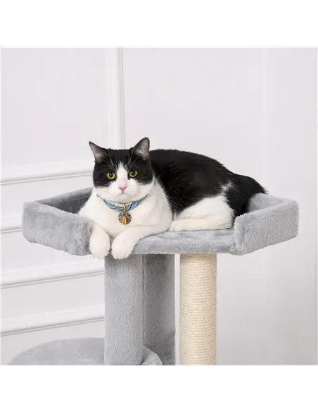 PawHut Cat Tree for Indoor Cats Kitten Tower Multi-level Activity Centre Pet Furniture with Scratching Post Condo Hanging Ropes 