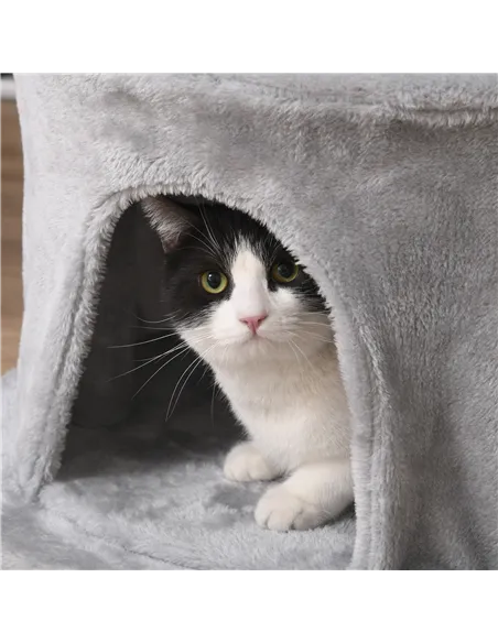 PawHut Cat Tree for Indoor Cats Kitten Tower Multi-level Activity Centre Pet Furniture with Scratching Post Condo Hanging Ropes 