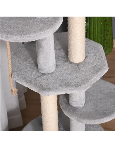 PawHut Cat Tree for Indoor Cats Kitten Tower Multi-level Activity Centre Pet Furniture with Scratching Post Condo Hanging Ropes 