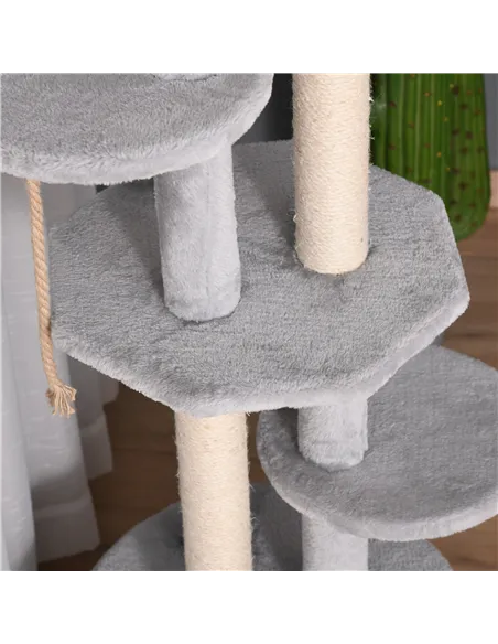 PawHut Cat Tree for Indoor Cats Kitten Tower Multi-level Activity Centre Pet Furniture with Scratching Post Condo Hanging Ropes 