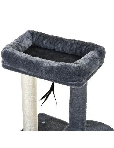 PawHut 100cm Cat Tree for Indoor Cats, Cat Tower Condo for Kittens with Cat House Sisal Scratching Posts, Hanging Ball Toys, Per