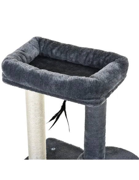 PawHut 100cm Cat Tree for Indoor Cats, Cat Tower Condo for Kittens with Cat House Sisal Scratching Posts, Hanging Ball Toys, Per