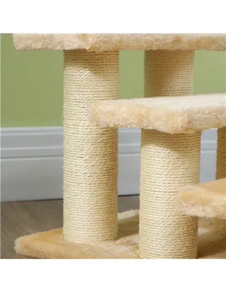PawHut Pet Stairs 3-step Pet Ladder Cat dog Stairs Climb Ladder Cat Tree, Beige