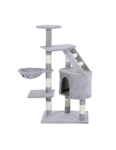 PawHut Cat Tree for Indoor Cats Kitten Scratching Post Scratch Scratcher Climb Activity Center Play House Pet Furniture 125cm (G