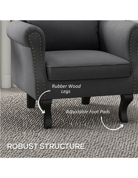 HOMCOM Chesterfield-Style Accent Chair - Grey