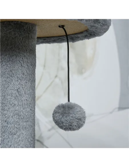 PawHut Cat Tree Tower for Indoor Cats 112cm Climbing Kitten Activity Center with Jute Scratching Post Perch Hanging Ball Toy Tea