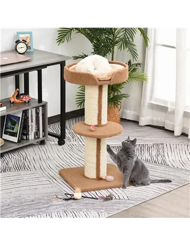 PawHut 91cm Cat Tower Scratching Posts Cat Tree for Indoor Cats Kitten Activity Centre Brown