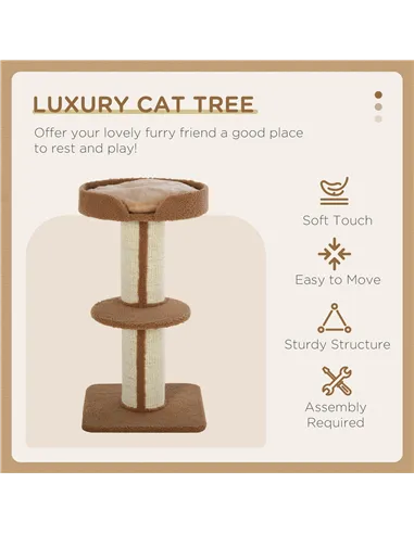 PawHut 91cm Cat Tower Scratching Posts Cat Tree for Indoor Cats Kitten Activity Centre Brown