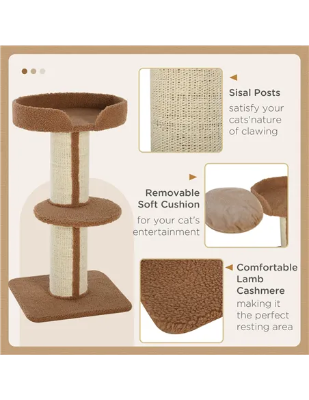 PawHut 91cm Cat Tower Scratching Posts Cat Tree for Indoor Cats Kitten Activity Centre Brown