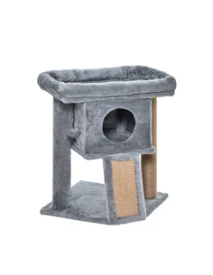 PawHut Cat Tree Tower for Indoor Cats Cat Scratching Post Climbing Activity Centre w/Jute Scratching Pad, Toy Ball, Cat House - 