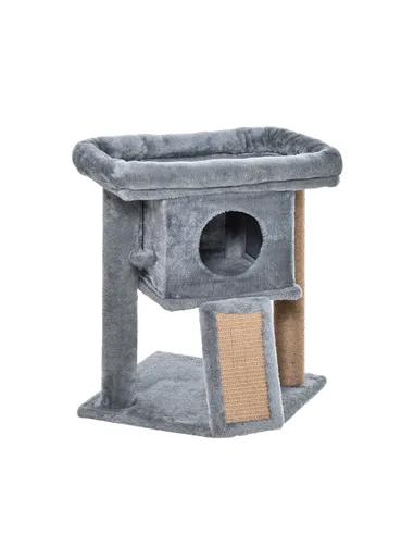 PawHut Cat Tree Tower for Indoor Cats Cat Scratching Post Climbing Activity Centre w/Jute Scratching Pad, Toy Ball, Cat House - 