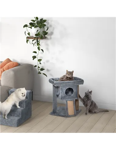 PawHut Cat Tree Tower for Indoor Cats Cat Scratching Post Climbing Activity Centre w/Jute Scratching Pad, Toy Ball, Cat House - 