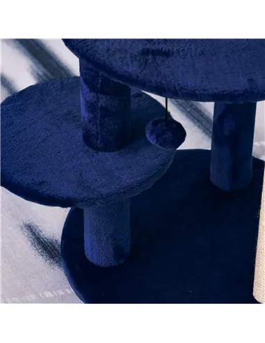 PawHut 104 cm Cat Tree, Cat Condo Tree Tower, Cat Activity Centre with Scratching Posts, Plush Perches, Hanging Ball - Blue