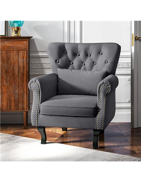 HOMCOM Chesterfield-Style Accent Chair - Grey