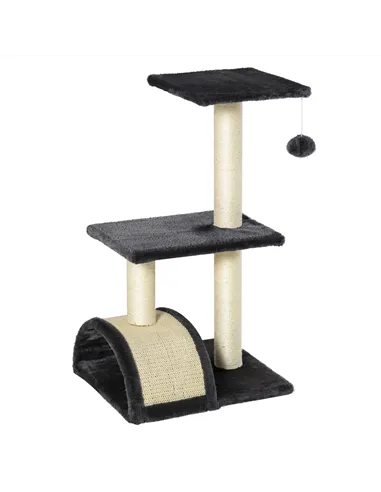 PawHut 72cm Cat Tree with Scratching Post, Pad for Indoor Cats - Black