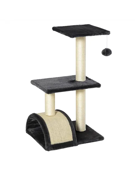 PawHut 72cm Cat Tree with Scratching Post, Pad for Indoor Cats - Black
