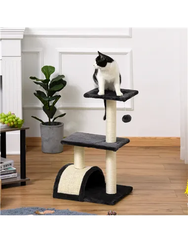 PawHut 72cm Cat Tree with Scratching Post, Pad for Indoor Cats - Black