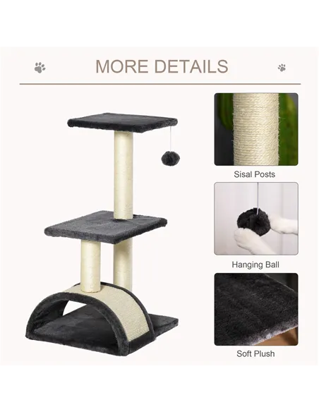 PawHut 72cm Cat Tree with Scratching Post, Pad for Indoor Cats - Black