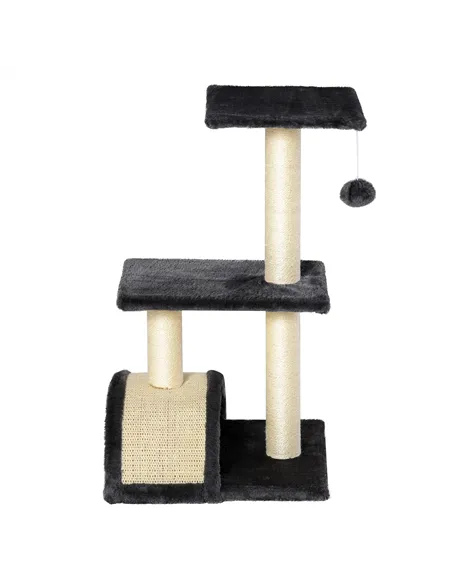 PawHut 72cm Cat Tree with Scratching Post, Pad for Indoor Cats - Black