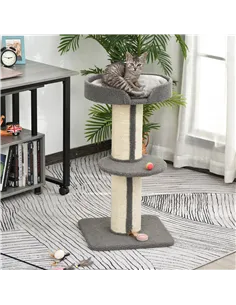 PawHut 91cm Cat Tower Scratching Posts Cat Tree for Indoor Kittens Activity Centre Grey 2