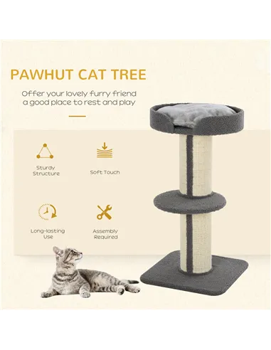 PawHut 91cm Cat Tower Scratching Posts Cat Tree for Indoor Kittens Activity Centre Grey