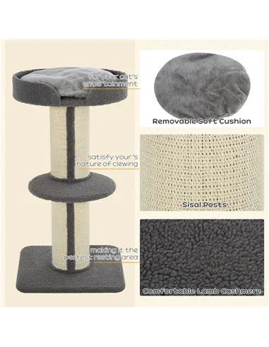 PawHut 91cm Cat Tower Scratching Posts Cat Tree for Indoor Kittens Activity Centre Grey