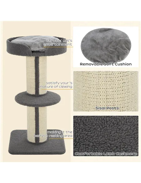 PawHut 91cm Cat Tower Scratching Posts Cat Tree for Indoor Kittens Activity Centre Grey