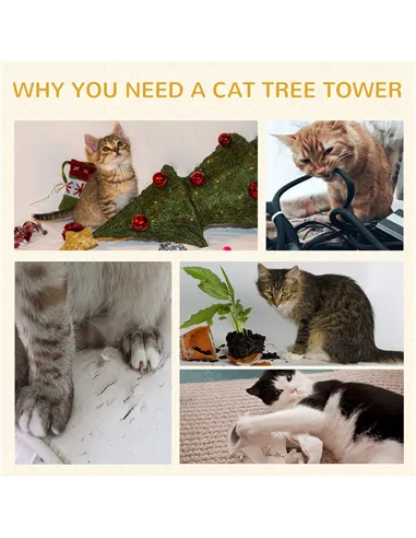 PawHut 91cm Cat Tower Scratching Posts Cat Tree for Indoor Kittens Activity Centre Grey