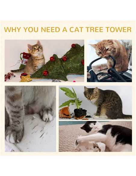 PawHut 91cm Cat Tower Scratching Posts Cat Tree for Indoor Kittens Activity Centre Grey