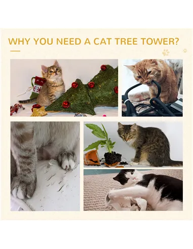 PawHut 100 cm Cat Tree for Indoor Cats Kitten Scratch Scratching Post Climbing Tower Activity Centre Grey