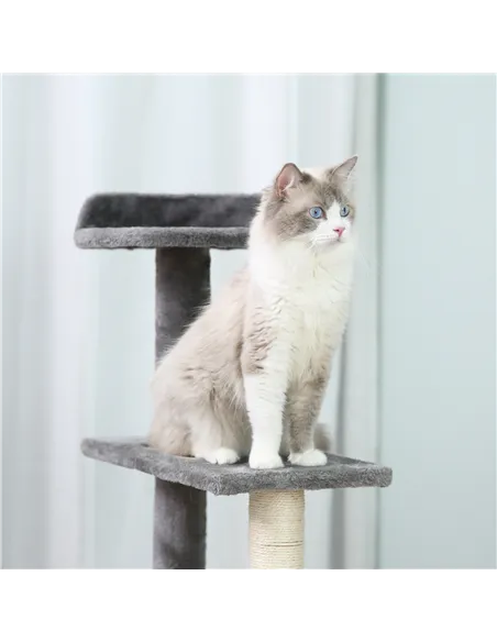 PawHut 100 cm Cat Tree for Indoor Cats Kitten Scratch Scratching Post Climbing Tower Activity Centre Grey