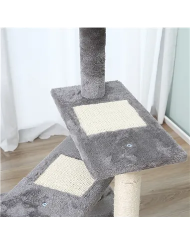 PawHut 100 cm Cat Tree for Indoor Cats Kitten Scratch Scratching Post Climbing Tower Activity Centre Grey