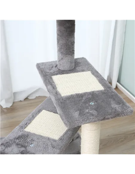 PawHut 100 cm Cat Tree for Indoor Cats Kitten Scratch Scratching Post Climbing Tower Activity Centre Grey