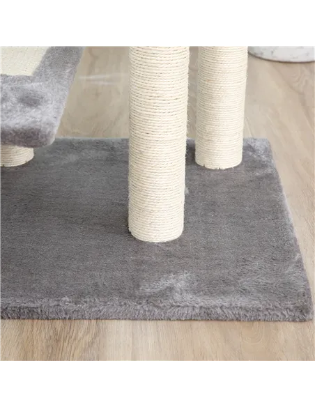 PawHut 100 cm Cat Tree for Indoor Cats Kitten Scratch Scratching Post Climbing Tower Activity Centre Grey
