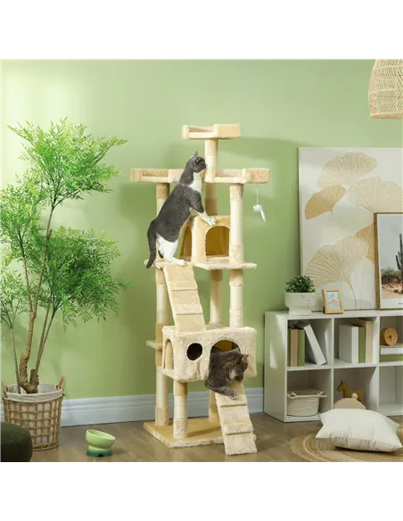 PawHut Cat Tree Scratching House, Activity Play Centre