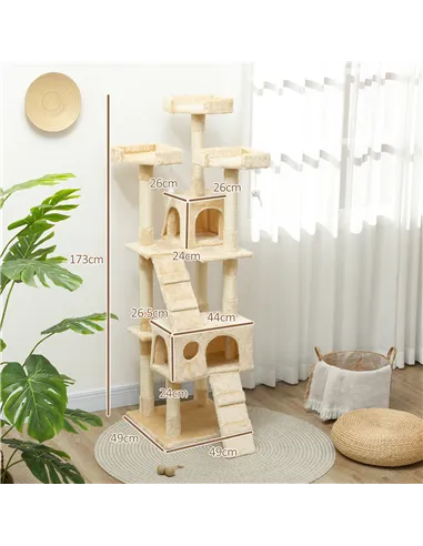 PawHut Cat Tree Scratching House, Activity Play Centre