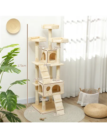 PawHut Cat Tree Scratching House, Activity Play Centre