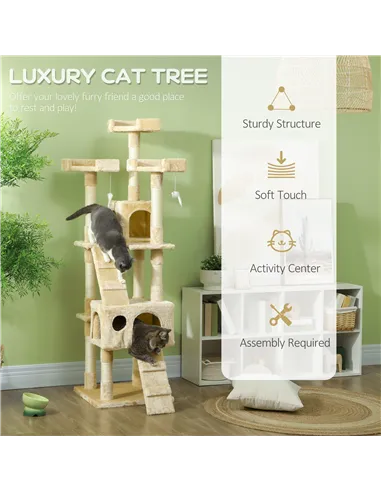 PawHut Cat Tree Scratching House, Activity Play Centre