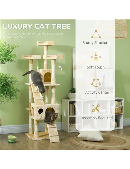 PawHut Cat Tree Scratching House, Activity Play Centre