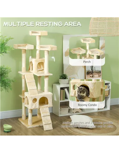 PawHut Cat Tree Scratching House, Activity Play Centre