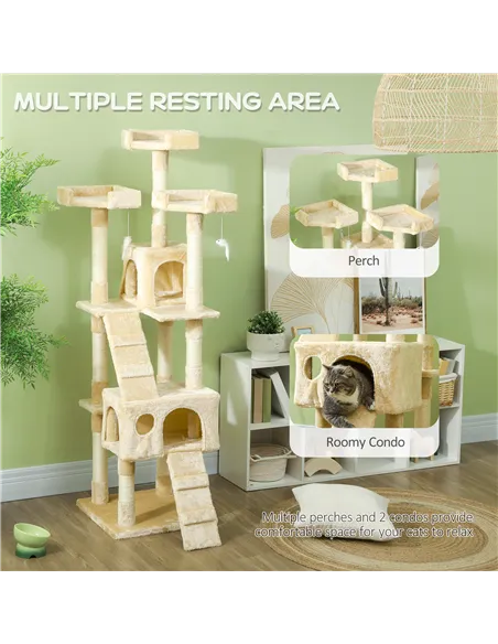 PawHut Cat Tree Scratching House, Activity Play Centre