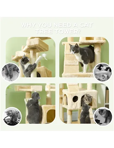 PawHut Cat Tree Scratching House, Activity Play Centre