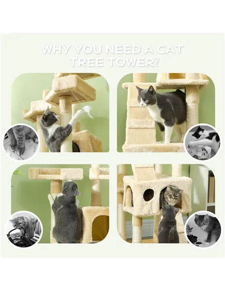 PawHut Cat Tree Scratching House, Activity Play Centre