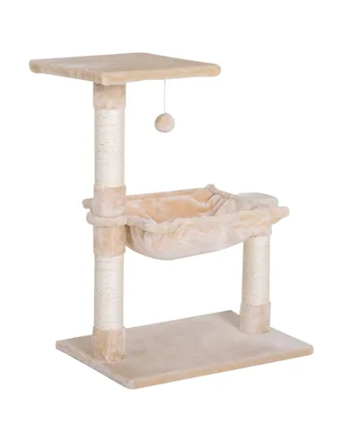PawHut Cat Scratch Post with Bed Cat Tree for Indoor Cats Sisal Scratching Posts Hammock Kitty Activity Centre Beige
