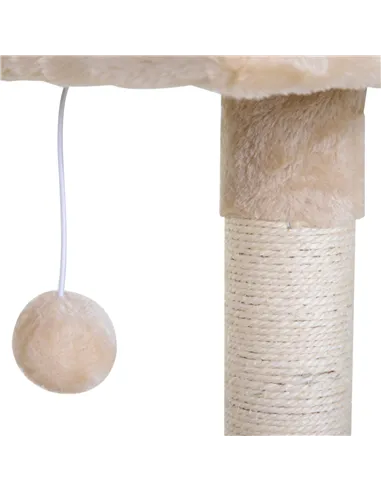 PawHut Cat Scratch Post with Bed Cat Tree for Indoor Cats Sisal Scratching Posts Hammock Kitty Activity Centre Beige