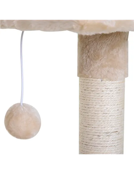 PawHut Cat Scratch Post with Bed Cat Tree for Indoor Cats Sisal Scratching Posts Hammock Kitty Activity Centre Beige