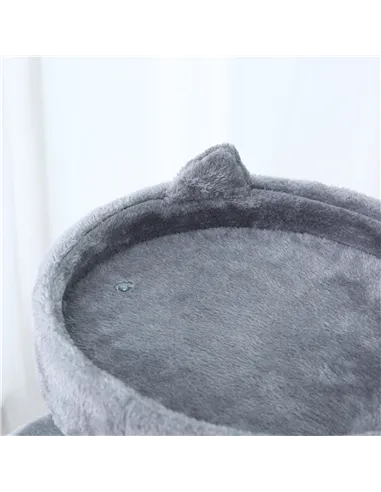 PawHut 104 cm Cat Tree, Cat Condo Tree Tower, Cat Activity Centre with Scratching Posts, Plush Perch, Hanging Ball - Grey