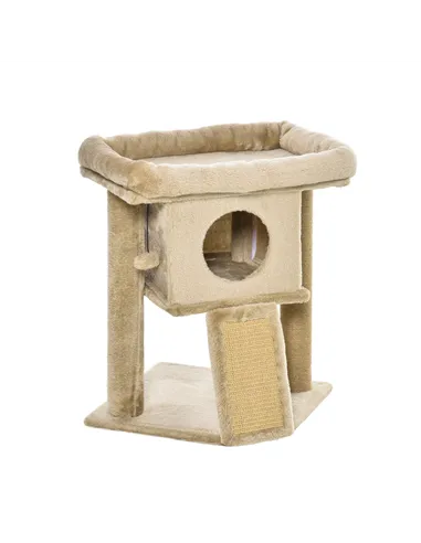 PawHut Cat Tree Tower for Indoor Cats Cat Scratching Post Climbing Activity Centre w/Jute Scratching Pad, Toy Ball, Cat House - 