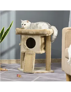 PawHut Cat Tree Tower for Indoor Cats Cat Scratching Post Climbing Activity Centre w/Jute Scratching Pad, Toy Ball, Cat House -  2